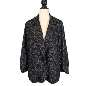 GNW Black Gray Jacket Open Front 3/4 Ruched Sleeve Size XL B34#56